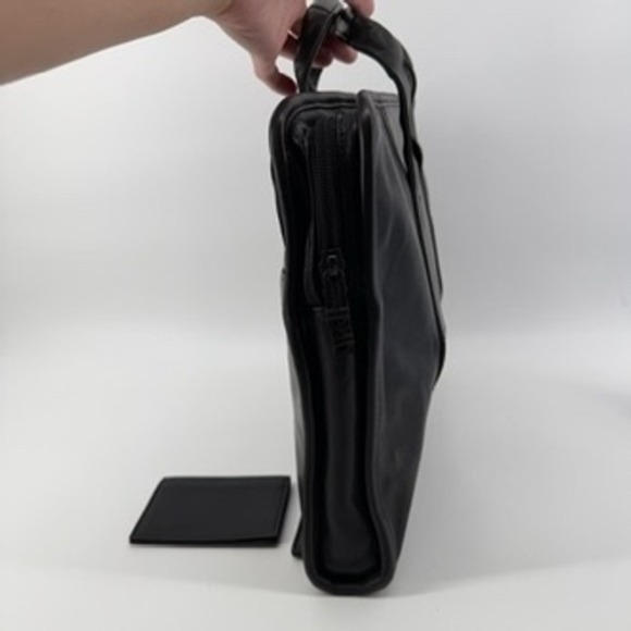 Tumi Leather Briefcase Laptop Bag, Luggage Tag, ID Wallet Black Business Travel - Picture 10 of 16